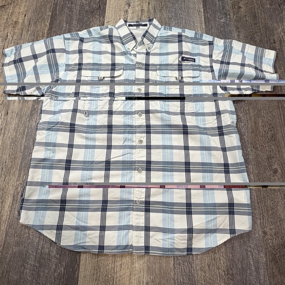 (2) Columbia PFG Super Bahama Men's Large Plaid Omni-Shade Fishing Shirts - Picture 13 of 16